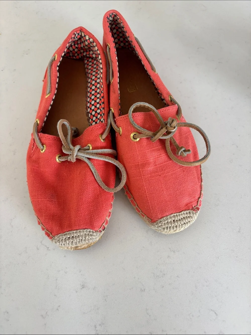 Sperry Salmon  Canvas Espadrille Boat Shoes -